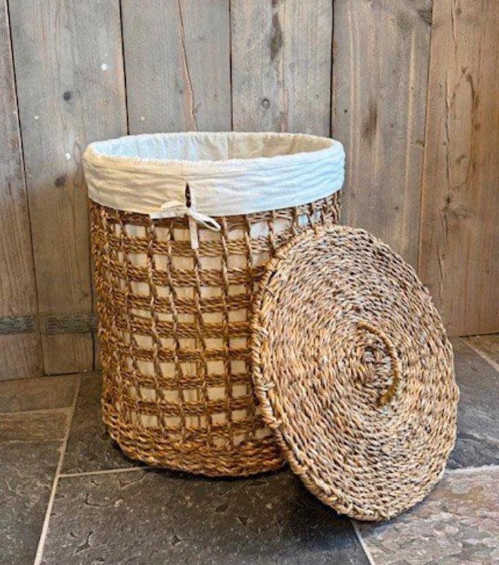 Wasmand met waszak en deksel, Huis en Inrichting, Badkamer | Badtextiel en Accessoires, Nieuw, Bruin, Ophalen of Verzenden