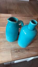 Turqoise vazen vaas pot riverdale landelijk brocant, Huis en Inrichting, Ophalen, Overige kleuren, Minder dan 50 cm, Glas
