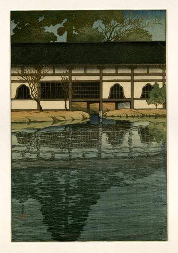 Deel van de Byôdô-in tempel te Uji Kawase - Hasui - 1921 beschikbaar voor biedingen