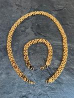 Koningsketting en Koningsarmband Luxe Platte Schakel NIEUW, Ophalen of Verzenden, Nieuw, Goud, Overige materialen
