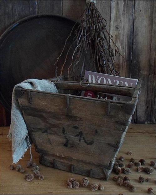 12446 B Oude houten rijstbak/graanbak, Antiek en Kunst, Antiek | Woonaccessoires, Verzenden