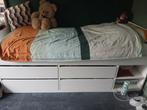 Eenpersoonsbed met lattenbodem en matras, Huis en Inrichting, Slaapkamer | Bedden, Ophalen, 90 cm, Eenpersoons, Wit
