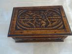 houtsnijwerk kistje houten kist handgesneden thee kistje, Ophalen of Verzenden