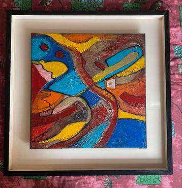 Vierkant schilderij 60 - 60 cm met lijst 85-85 cm beschikbaar voor biedingen