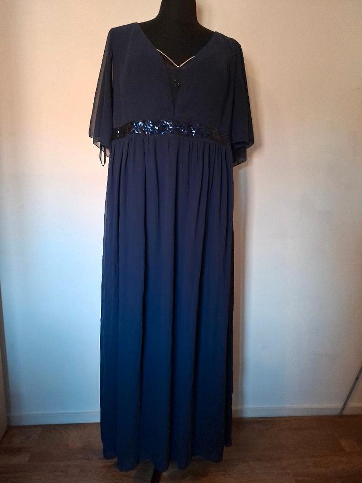 Shein Curve lange feestjurk donkerblauw met pailletten, Kleding | Dames, Gelegenheidskleding, Zo goed als nieuw, Galajurk, Maat 46/48 (XL) of groter