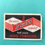 Luciferetiket Jacobs Shag, Verzamelen, Rookartikelen, Aanstekers en Luciferdoosjes, Ophalen of Verzenden, Gebruikt, Sigarenbandjes