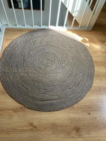 Vloerkleed - handgemaakt - rond - 120 - cm - jute - grijs beschikbaar voor biedingen