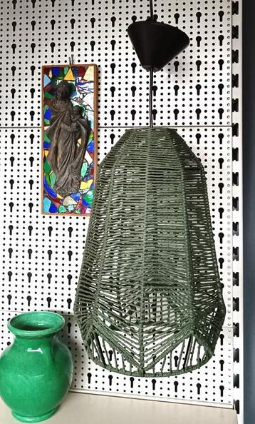 vintage hanglamp (groen  geknoopt e.o.a. touw of sisal beschikbaar voor biedingen