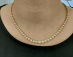 Vintage beige glasparel ketting., Beige, Gebruikt, Ophalen of Verzenden