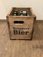 Heineken houten  bierkrat met 12 volle bruine retro flesjes, Verzamelen, Biermerken, Ophalen of Verzenden, Nieuw, Heineken