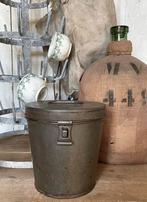 Brocante oud sober bakkersblik / blik met sluiting, Antiek en Kunst, Verzenden