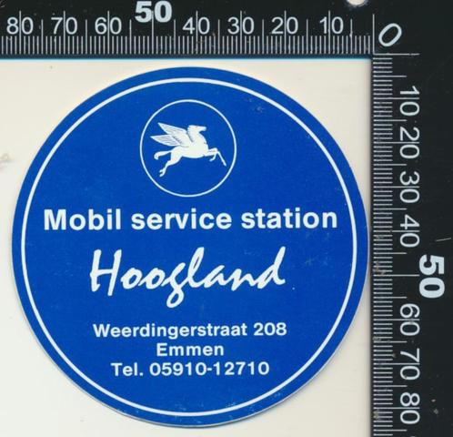 Sticker: Hoogland - Mobil Serve Station - Emmen, Verzamelen, Stickers, Zo goed als nieuw, Auto of Motor, Verzenden