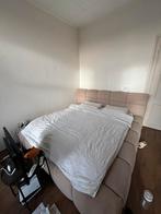 Bed met opslagruimte, Ophalen, 180 cm, Crème, Stof