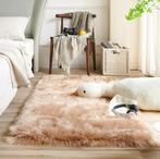 Beige Rechthoekig Pluche Hoogpolig Vloerkleed Kleed Tapijt, Verzenden, Nieuw, Beige, Rechthoekig