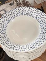 2 x set van elk 6 Gien diepe borden creme blauw, Ophalen of Verzenden