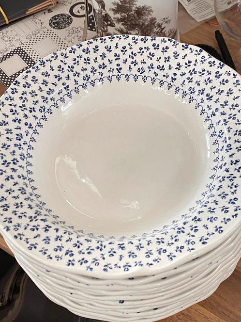 2 x set van elk 6 Gien diepe borden creme blauw, Antiek en Kunst, Antiek | Servies los, Ophalen of Verzenden