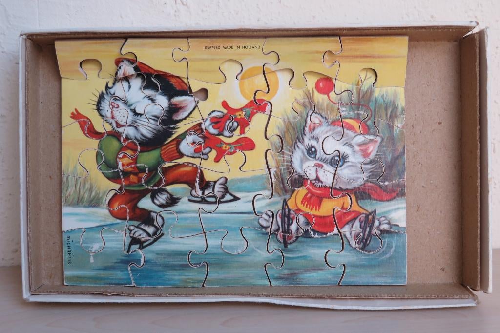 Houten Simplex kinderpuzzel, jaren '50, Verzamelen, Retro, Overige typen, Ophalen of Verzenden