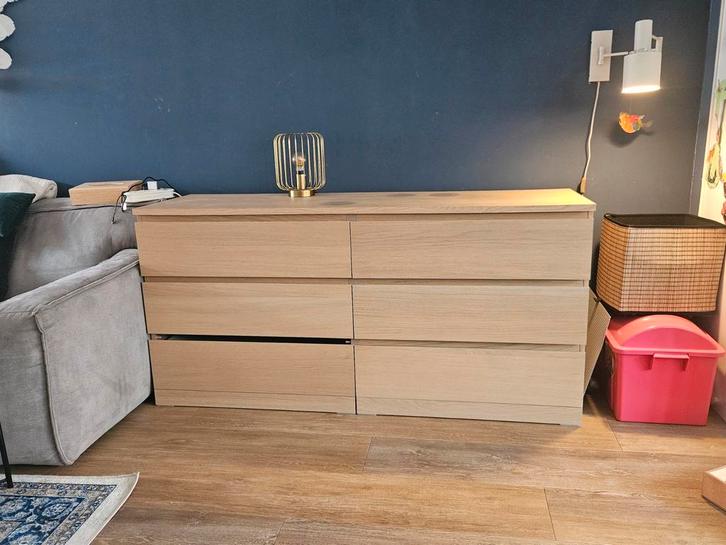 Ikea malm ladekast met 6 lades eiken, Huis en Inrichting, Kasten | Dressoirs, Gebruikt, 50 tot 100 cm, 25 tot 50 cm, Met lade(s)