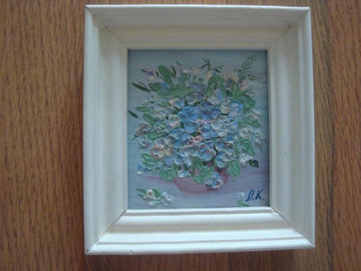 Schilderijtje klein schilderij bloemen, Huis en Inrichting, Woonaccessoires | Schilderijen, Tekeningen en Foto's, Zo goed als nieuw