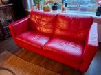 Rood leren Montel bank, Ophalen, Gebruikt, Tweepersoons, Rechte bank