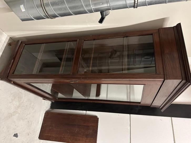Antieke glazen vitrinekast met 4 planken 100x50x190, Huis en Inrichting, Kasten | Vitrinekasten, Gebruikt, 150 tot 200 cm, 50 tot 100 cm