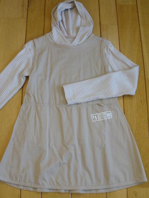 NO-NO overgooier beige met streep t- shirt maat 140, Kinderen en Baby's, Kinderkleding | Maat 140, Zo goed als nieuw, Jongen, Shirt of Longsleeve