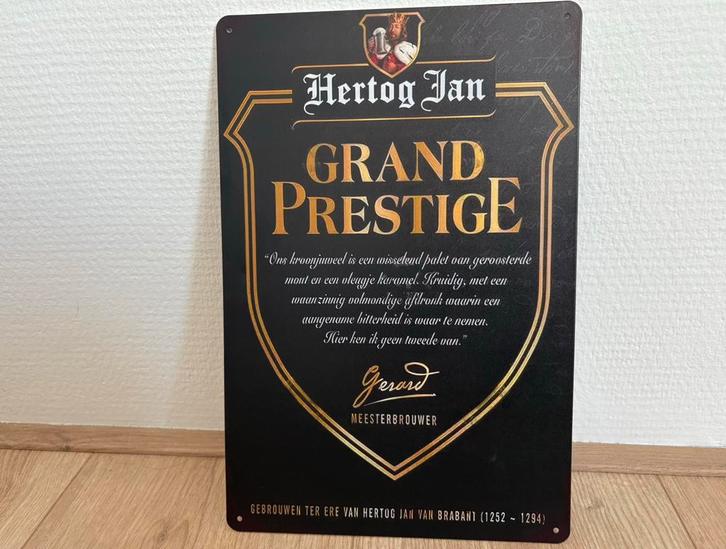 Prachtig vintage Hertog Jan Grand Prestige bord (30x20), Verzamelen, Biermerken, Zo goed als nieuw, Reclamebord, Plaat of Schild