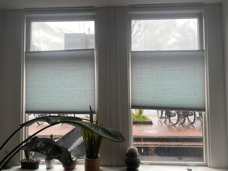 Plisségordijnen lichtgrijs – 100 x 190 cm (2 stuks), Huis en Inrichting, Stoffering | Gordijnen en Lamellen, Zo goed als nieuw