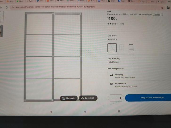 IKEA Pax Schuifdeuren, Huis en Inrichting, Kasten | Kledingkasten, Gebruikt, 200 cm of meer, 150 tot 200 cm, 50 tot 75 cm, Met deur(en)