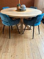 4 Velvetblauwe eetkamerstoelen, Huis en Inrichting, Stoelen, Ophalen, Gebruikt, Blauw, Vier