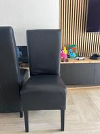 4 leren eetkamerstoelen met handvat, Huis en Inrichting, Stoelen, Ophalen, Gebruikt, Zwart, Leer