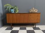 60 jaren Dressoir notenhout fineer kast 2 deuren & 3 laden, Ophalen, Gebruikt, 100 tot 150 cm, Vintage