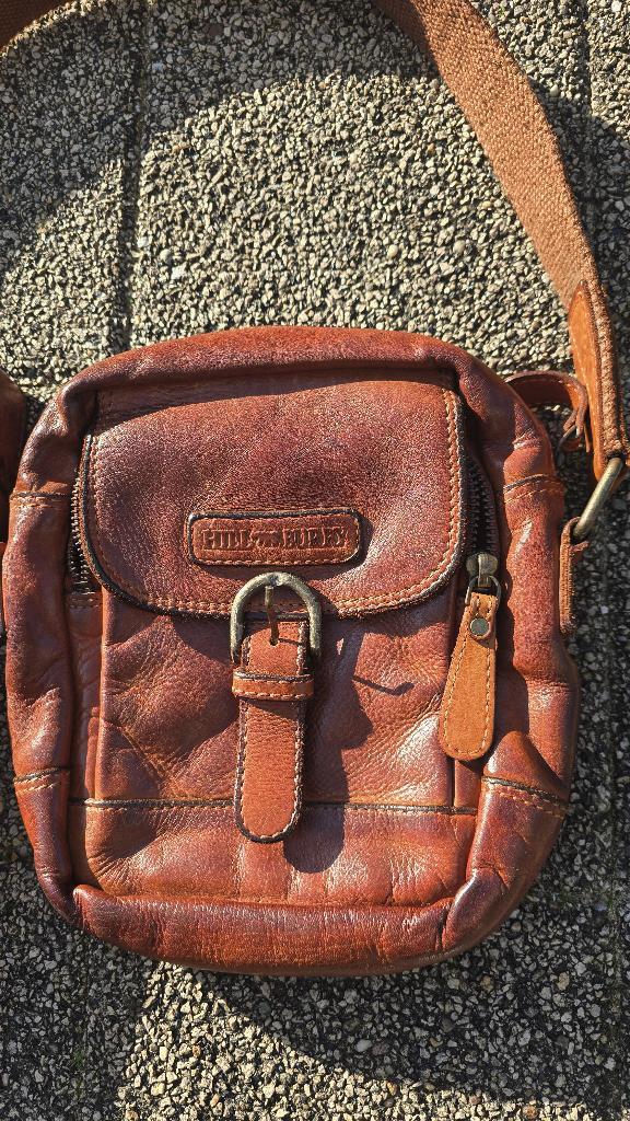 handtas HILLBURRY rundleer als nieuw, Sieraden, Tassen en Uiterlijk, Tassen | Damestassen, Zo goed als nieuw, Schoudertasje, Bruin