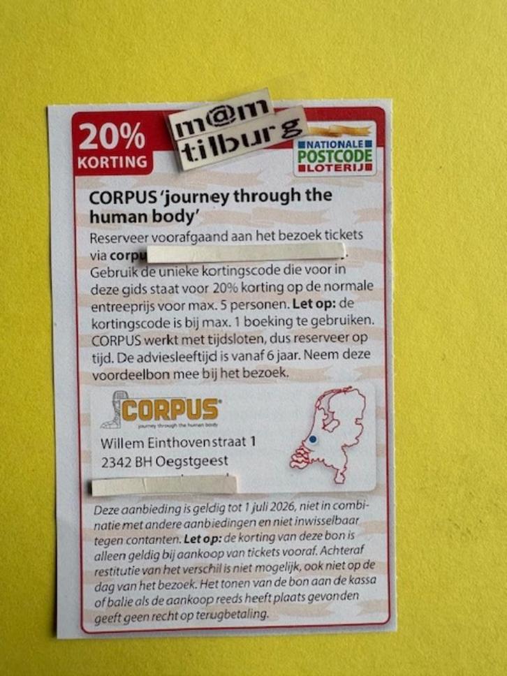 CORPUS  20% korting voor maximaal 5 personen, Tickets en Kaartjes, Kortingen en Cadeaubonnen, Drie personen of meer, Overige typen