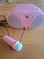 Roze kinderradio met werkende microfoon, Audio, Tv en Foto, Radio's, Ophalen of Verzenden, Zo goed als nieuw, Radio, Met cd-speler