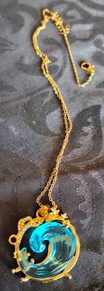 Gouden Ketting met Oceaan Steen, Sieraden, Tassen en Uiterlijk, Antieke sieraden, Ophalen of Verzenden, Goud, Met edelsteen