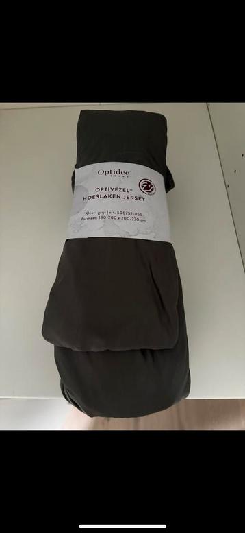 Optidee Hoeslaken Jersey Grijs 180-200x200-220 beschikbaar voor biedingen