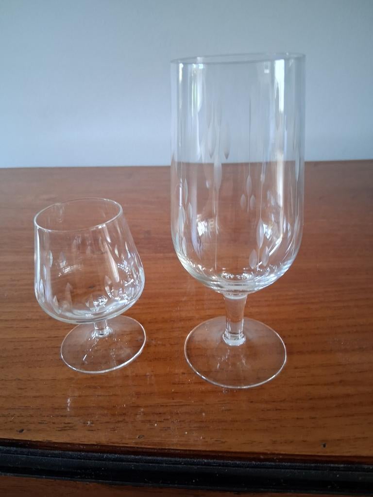 Twee gegraveerde glazen korenschoof glas, Ophalen of Verzenden, Zo goed als nieuw, Overige typen