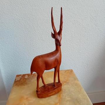 Hert, rendier, massief hout, vintage, 31 cm hoog beschikbaar voor biedingen