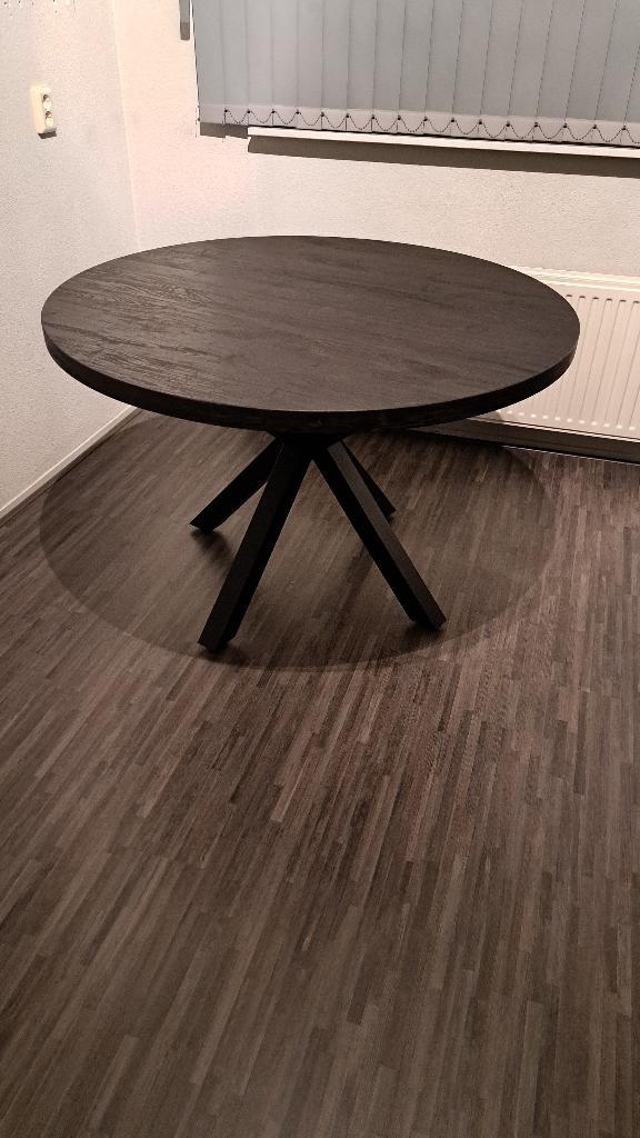 Ronde Eettafel Bressano Zwart, Huis en Inrichting, Tafels | Eettafels, Zo goed als nieuw, 100 tot 150 cm, 100 tot 150 cm, Vier personen