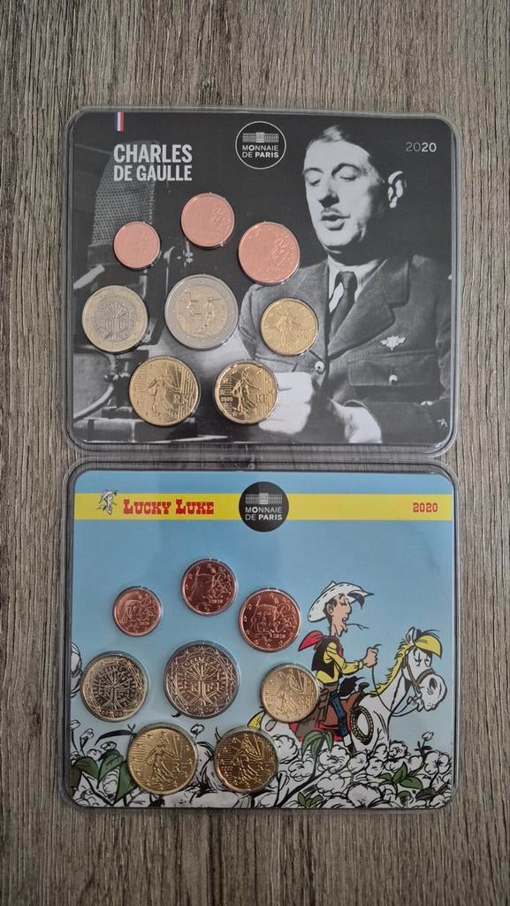 Charles de Gaulle 2020 en Lucky Luke 2020 BU Muntsets, Zilver, Overige waardes, Frankrijk, Verzenden