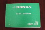 Honda PA50 Custom 1982 moped parts list onderdelen boek, Ophalen of Verzenden, Gebruikt