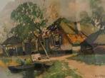 A van Nijkerk Hollandse Boerderij aan het water, Antiek en Kunst, Kunst | Schilderijen | Klassiek, Ophalen of Verzenden