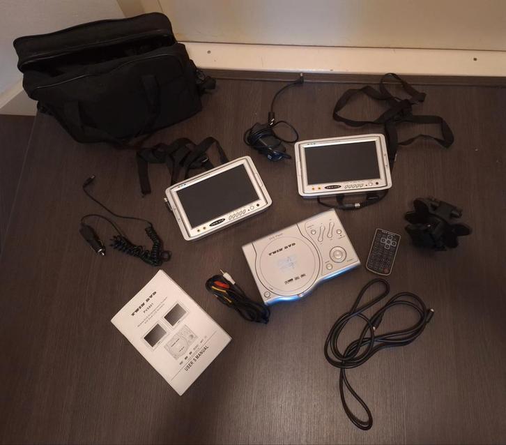 Draagbare DVD speler met 2 schermen voor auto, Audio, Tv en Foto, Dvd-spelers, Ophalen of Verzenden