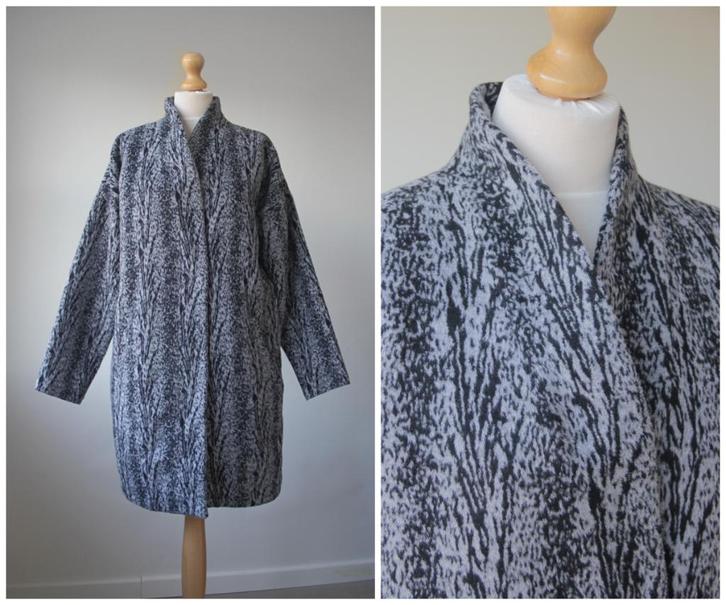Object - elegante jas / mantel in grijs zwart / maat 38, Kleding | Dames, Jassen | Winter, Zo goed als nieuw, Maat 38/40 (M), Grijs