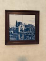 Delfts blauw tegel plateau zicht op Delft, Ophalen of Verzenden