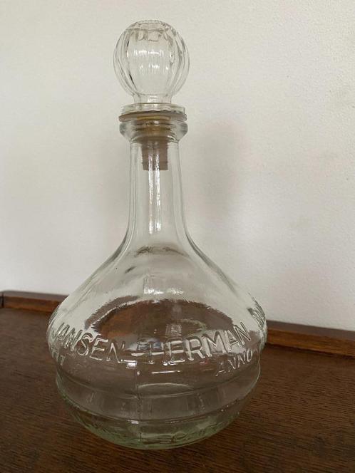 Vintage glazen karaf van distillateur Herman Jansen Schiedam, Verzamelen, Glas en Borrelglaasjes, Gebruikt, Overige typen, Ophalen of Verzenden