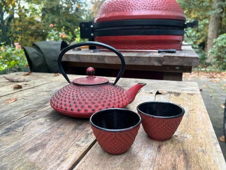 Bredemeijer Theepot Gietijzer met kopjes  - Gebruikt, Huis en Inrichting, Keuken | Keukenbenodigdheden, Gebruikt, Ophalen of Verzenden