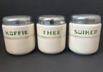 Creme Emaille Koffie, Thee, Suiker Voorraadbussen, Ophalen of Verzenden