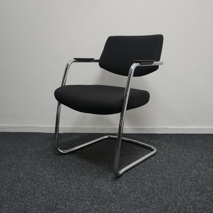 6x Vergaderstoelen | Zwart | Chroom | Stapelbaar, Huis en Inrichting, Stoelen, Gebruikt, Vijf, Zes of meer stoelen, Metaal, Stof